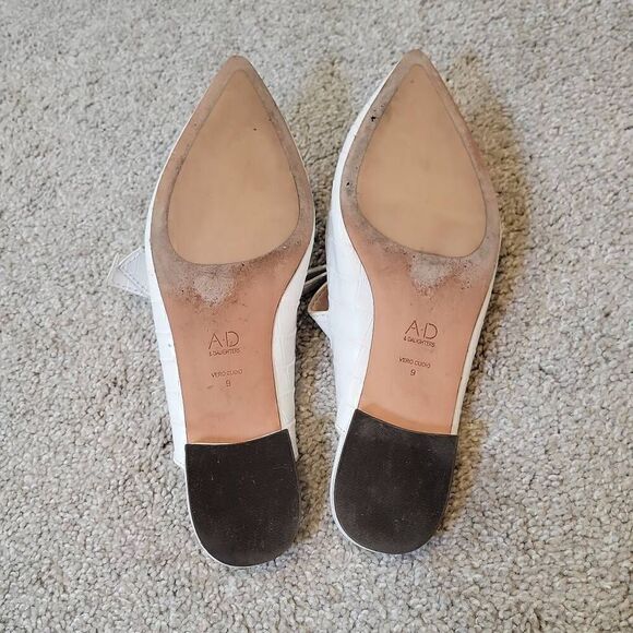 AD & DAUGHTERS Jemma Croc White Leather Flat Pointed Slip On Mule Shoes 9 - Picture 6 of 8